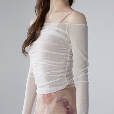画像6: 【BYPLIE】 メッシュギャザーオフショルダートップ (6)