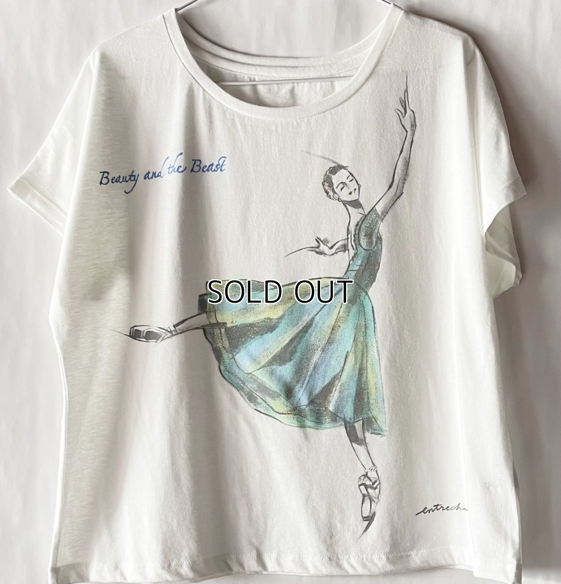 画像1: 【entrechat】  デザイナー 根井様 直筆〈美女と野獣〉ドルマンTシャツ ゴールドラメ (1)