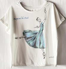 画像1: 【entrechat】  デザイナー 根井様 直筆〈美女と野獣〉ドルマンTシャツ　グリッター (1)